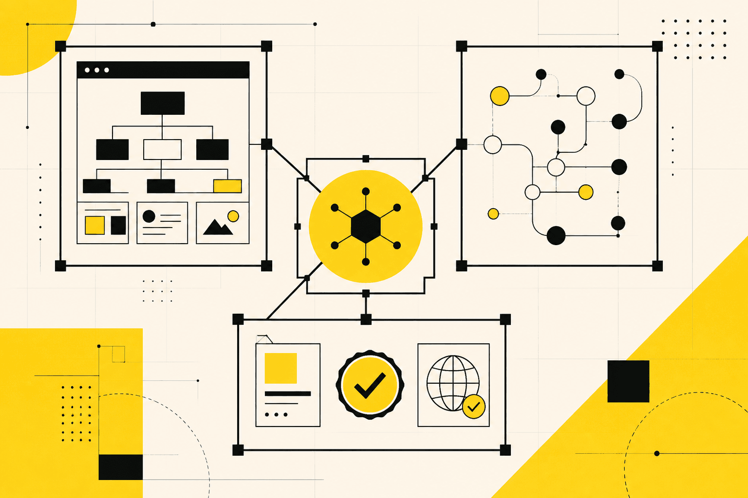 Un consultant reliant architecture, circulation et preuves d’une entité